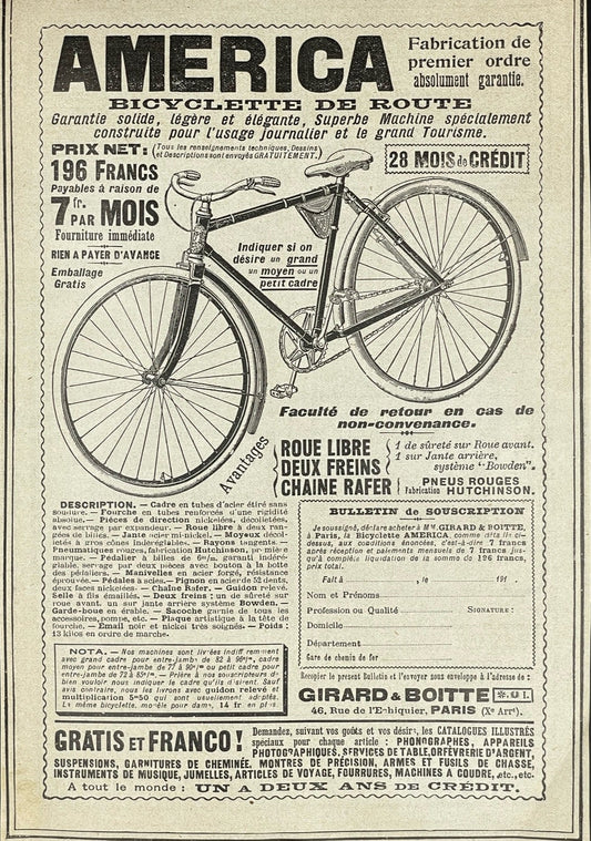 Publicité - Cyclo - América - 1910