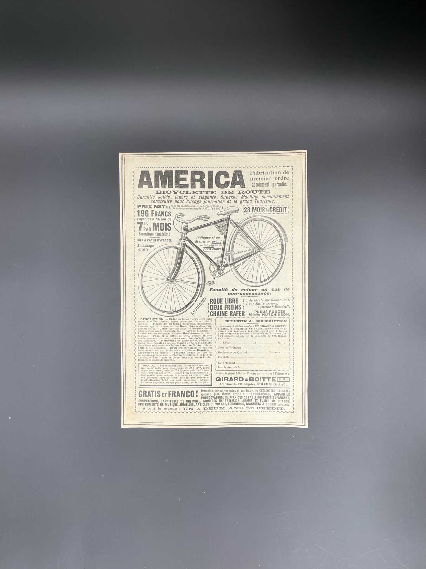 Publicité - Cyclo - América - 1910