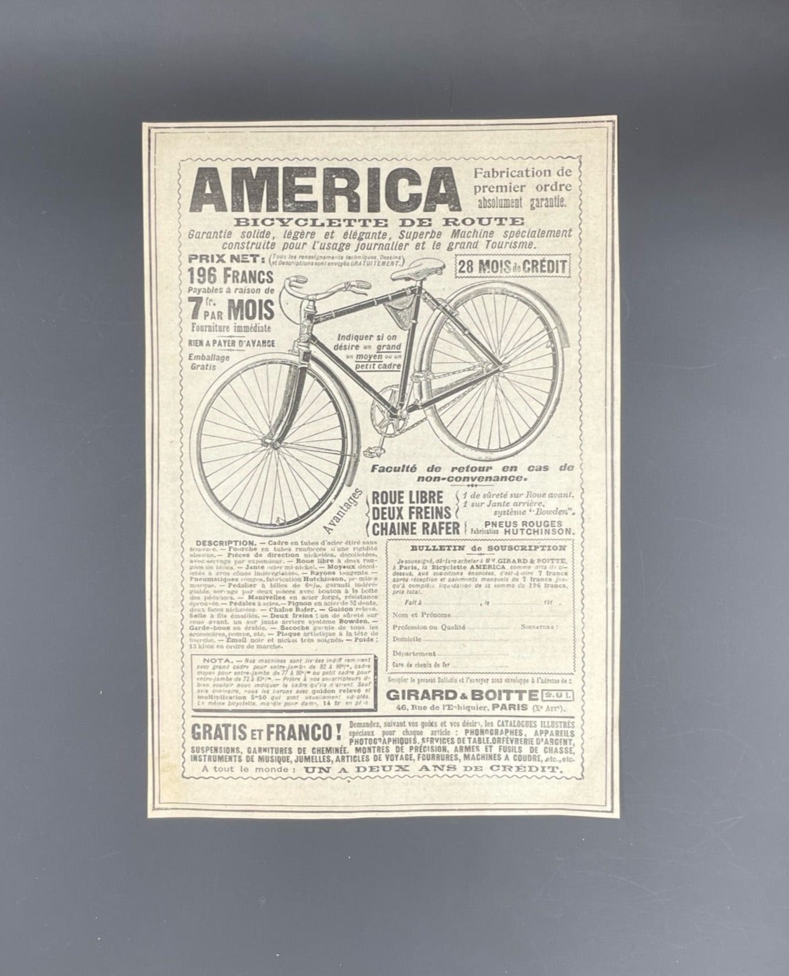 Publicité - Cyclo - América - 1910
