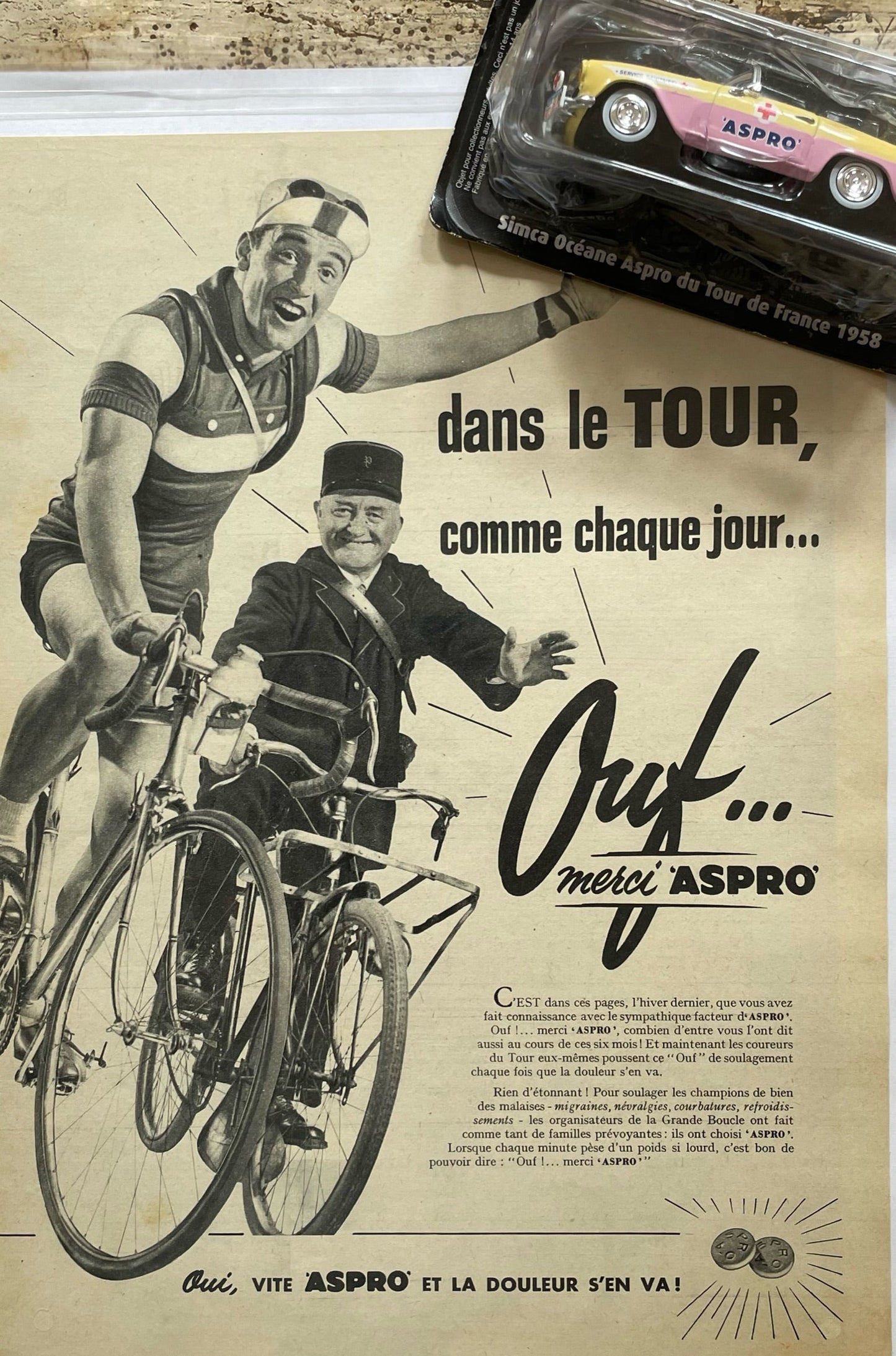 Publicité - Médecine - Aspro - Cycliste - 1956