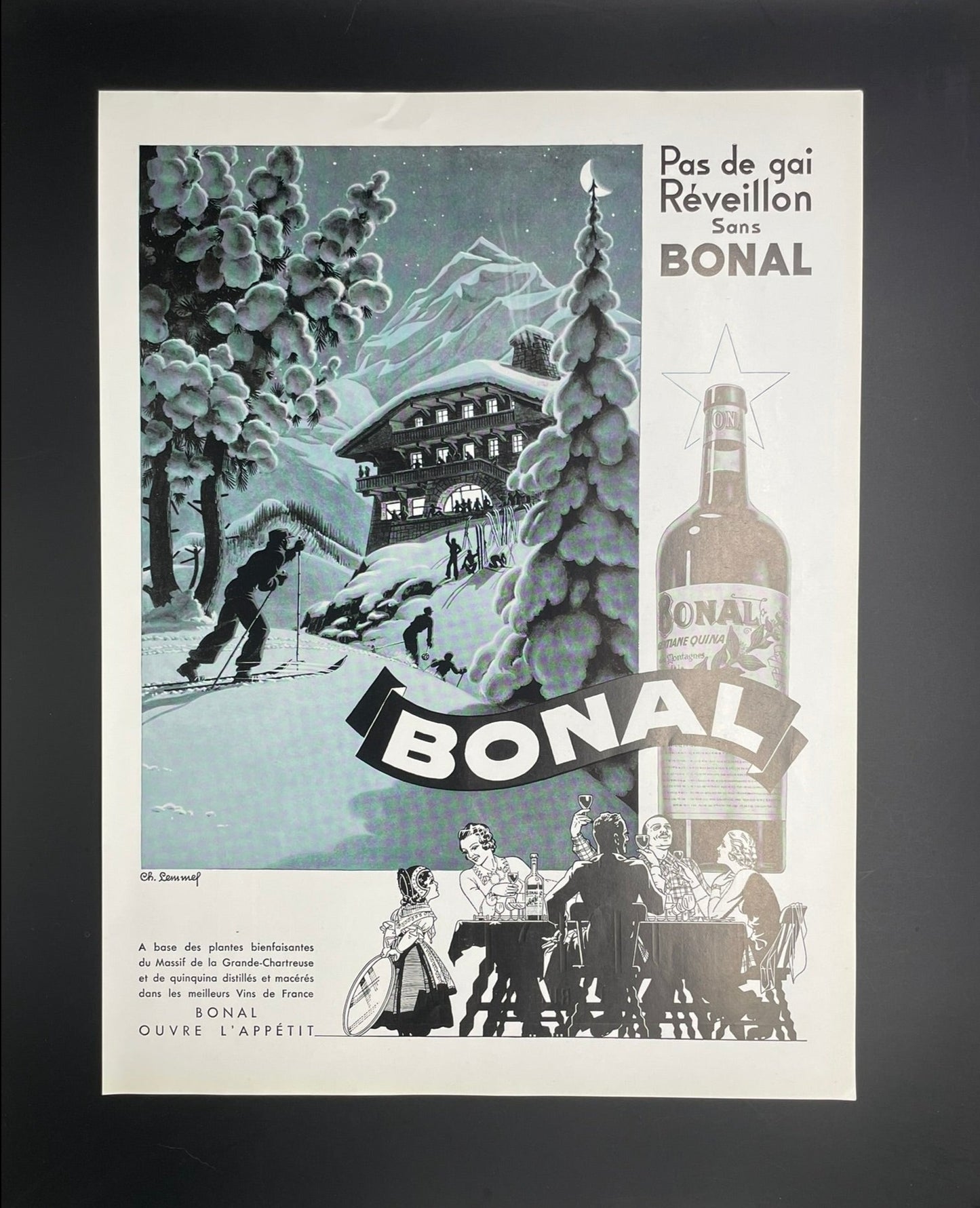 Publicité - Alcool - Bonal - Hiver - 1938