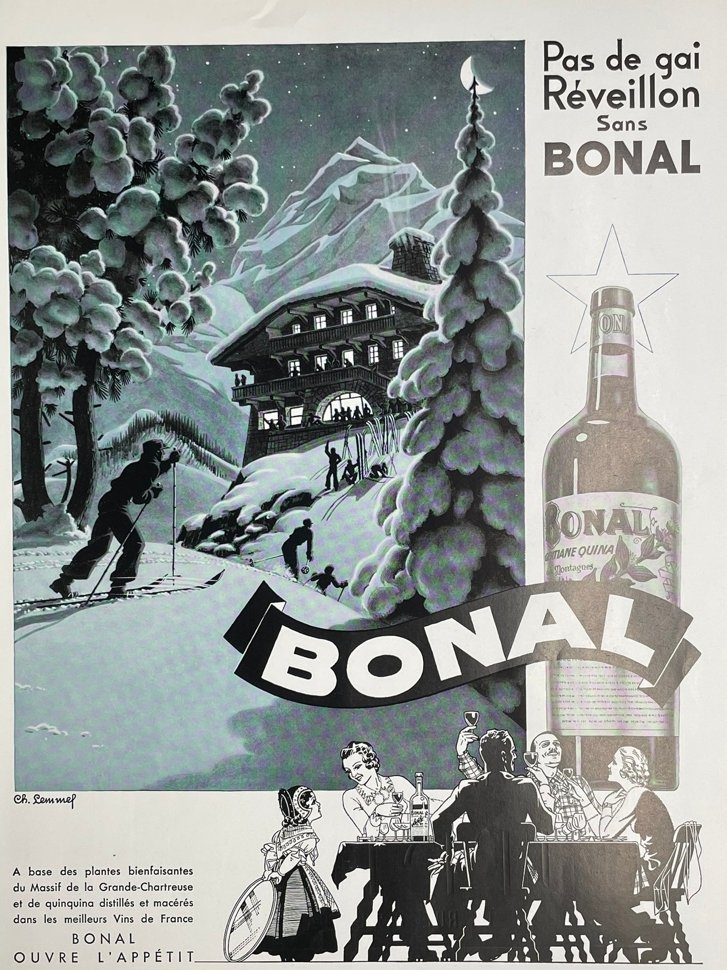 Publicité - Alcool - Bonal - Hiver - 1938