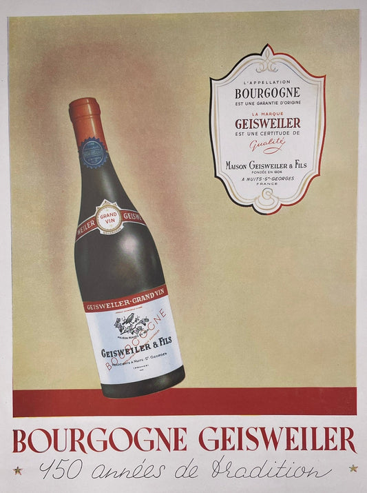 Publicité - Alcool - Bourgogne - Geisweiler - 1950
