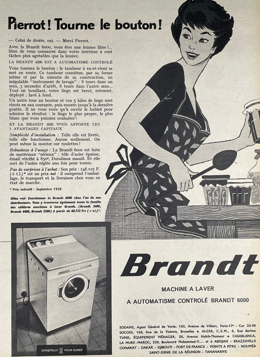 Publicité - Arts ménagers - Brandt - Lave-linge - 1958