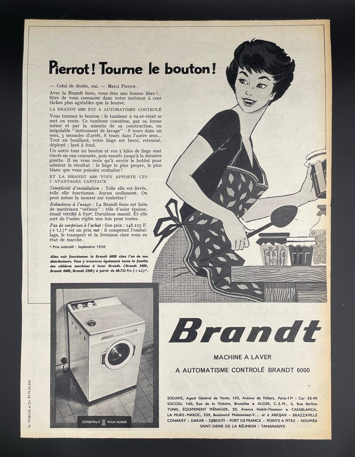 Publicité - Arts ménagers - Brandt - Lave-linge - 1958