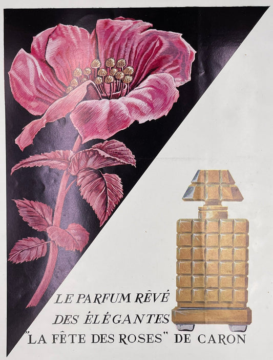 Publicité - Parfum - Caron - La Fête des Roses - flacon - 1946