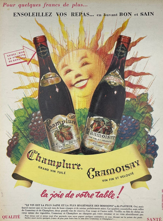 Publicite - Alcool - Champlure Cramoisay - 1958