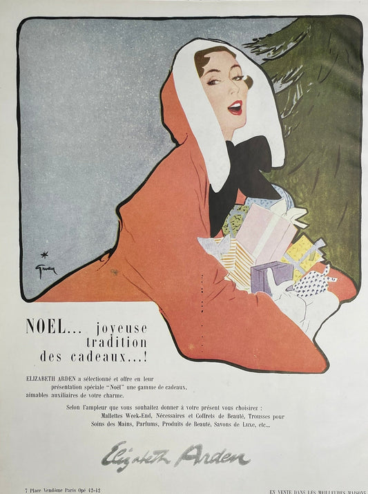 Publicité - Beauté - Elizabeth Arden - Noël - Gruau - 1950