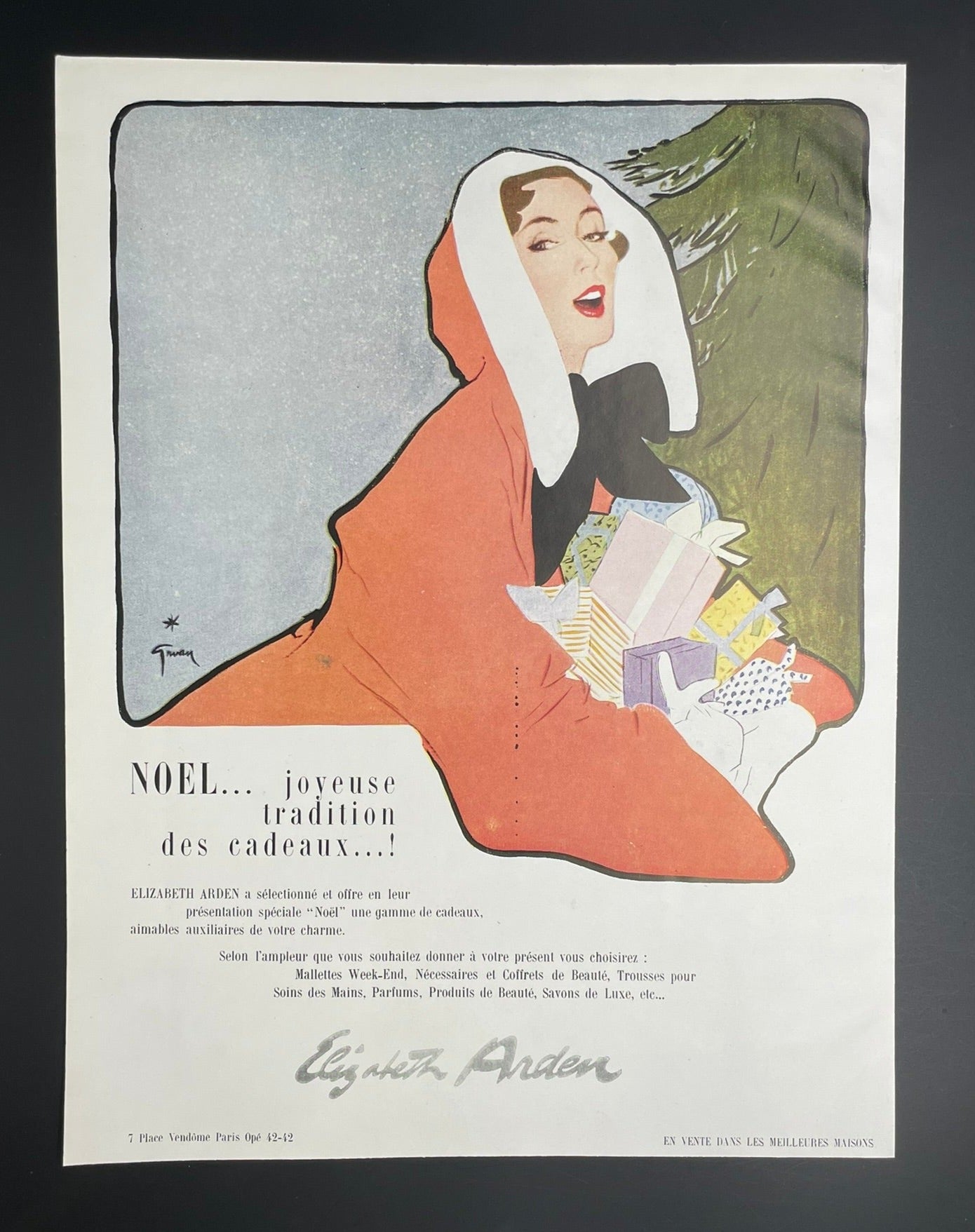 Publicité - Beauté - Elizabeth Arden - Noël - Gruau - 1950