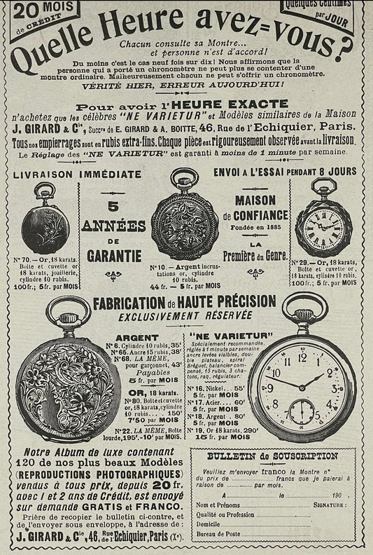 Publicité - Montre à Gousset - Girard - 1906
