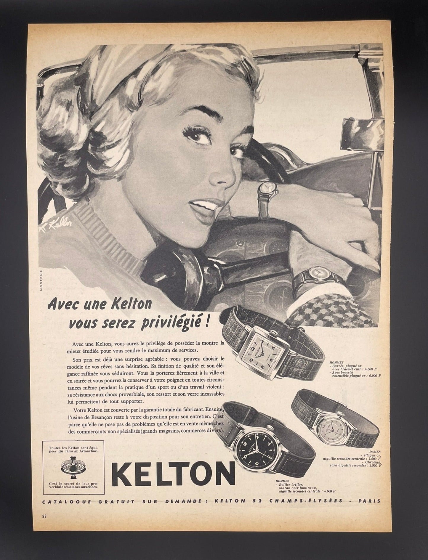 Publicité - Montre - Kelton - Keller - 1958