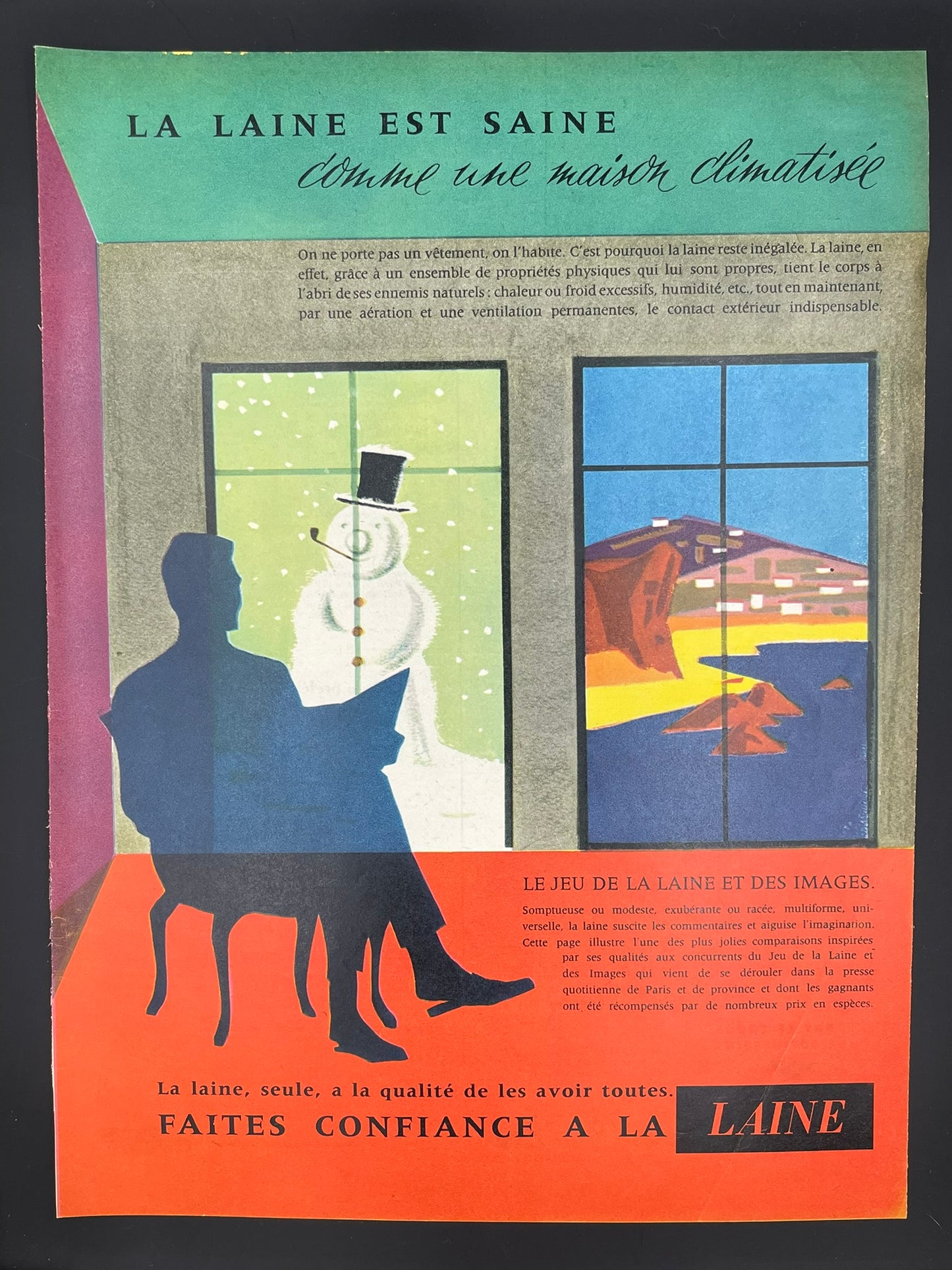 Publicité - Mode - Laine - Hiver - 1958