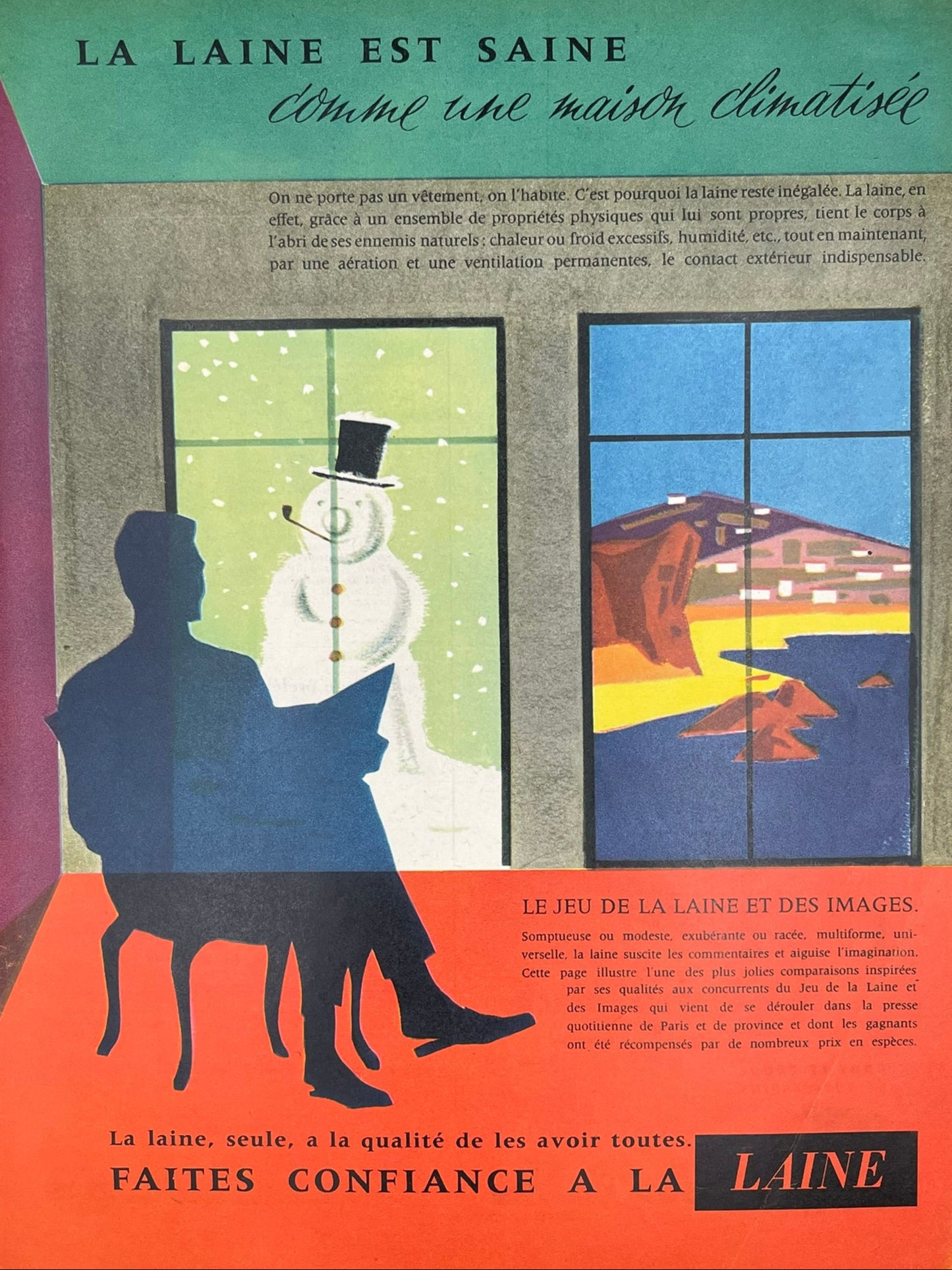 Publicité - Mode - Laine - Hiver - 1958