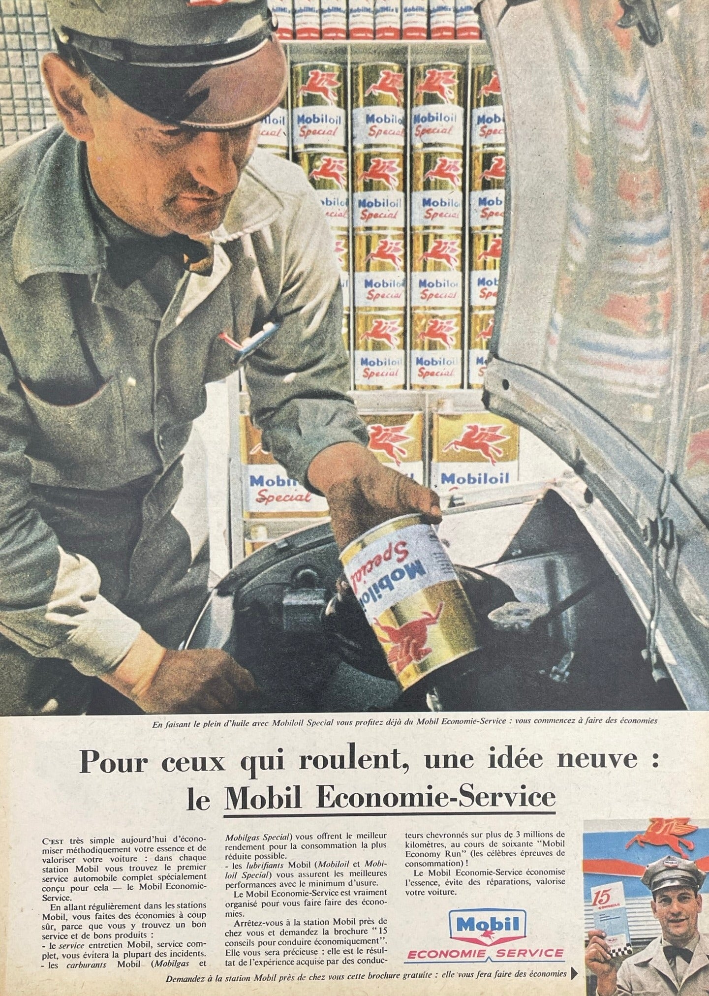 Publicité - Station Service - Mobil - couleurs - 1960