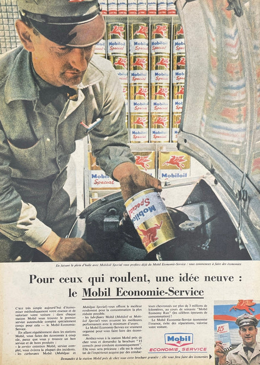 Publicité - Station Service - Mobil - couleurs - 1960