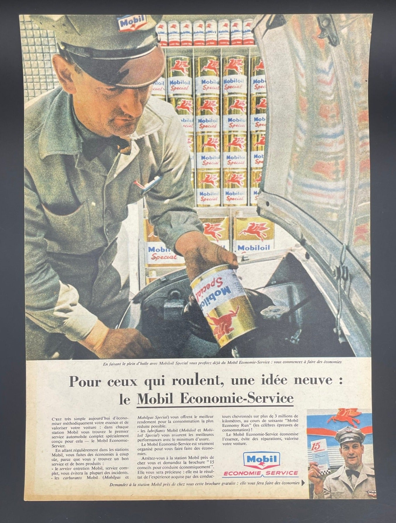 Publicité - Station Service - Mobil - couleurs - 1960