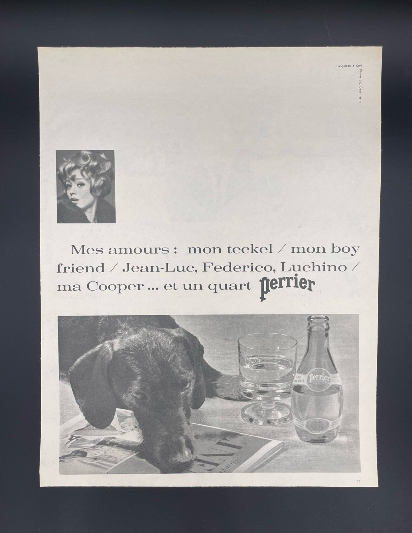Publicité - Boisson - Perrier - NB - 1966
