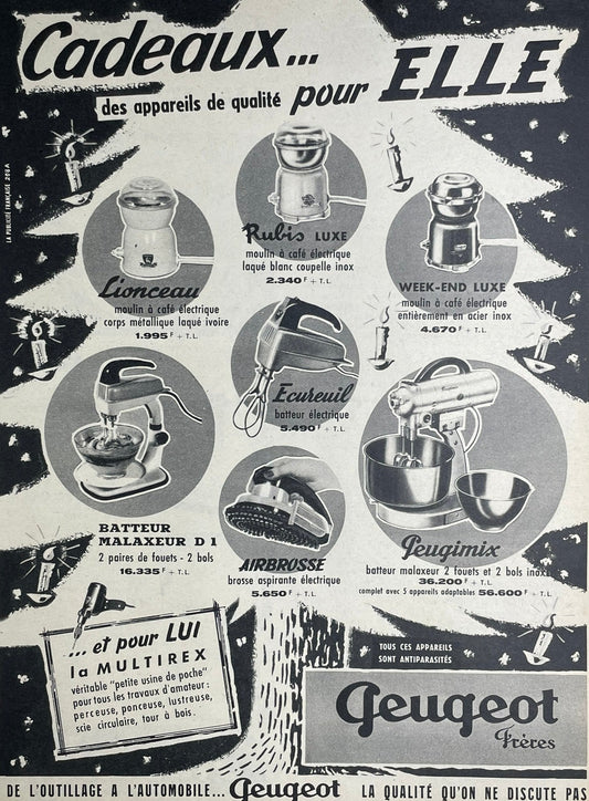 Publicité - Arts Ménagers - Peugeot Frères - Noel - 1958