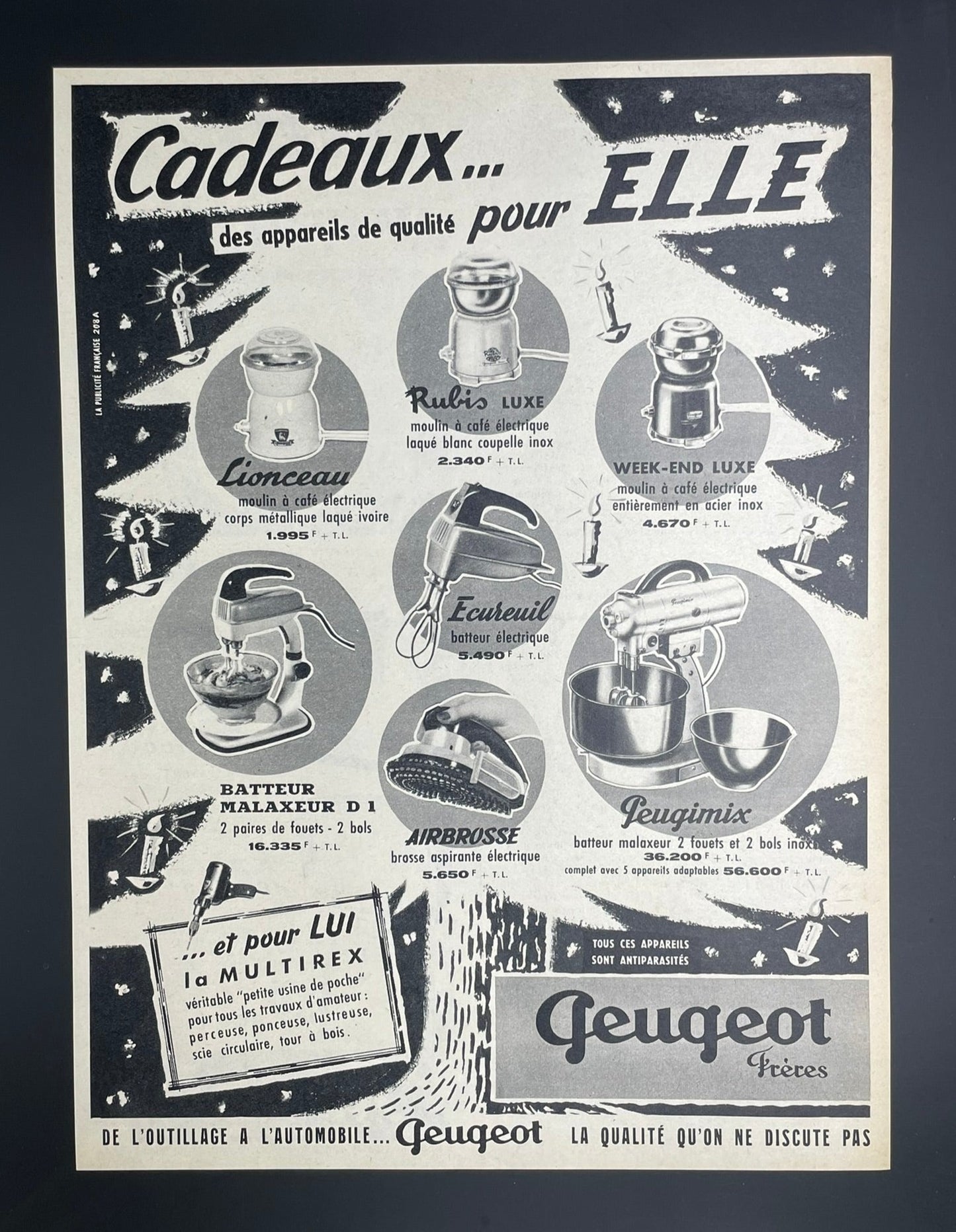 Publicité - Arts Ménagers - Peugeot Frères - Noel - 1958