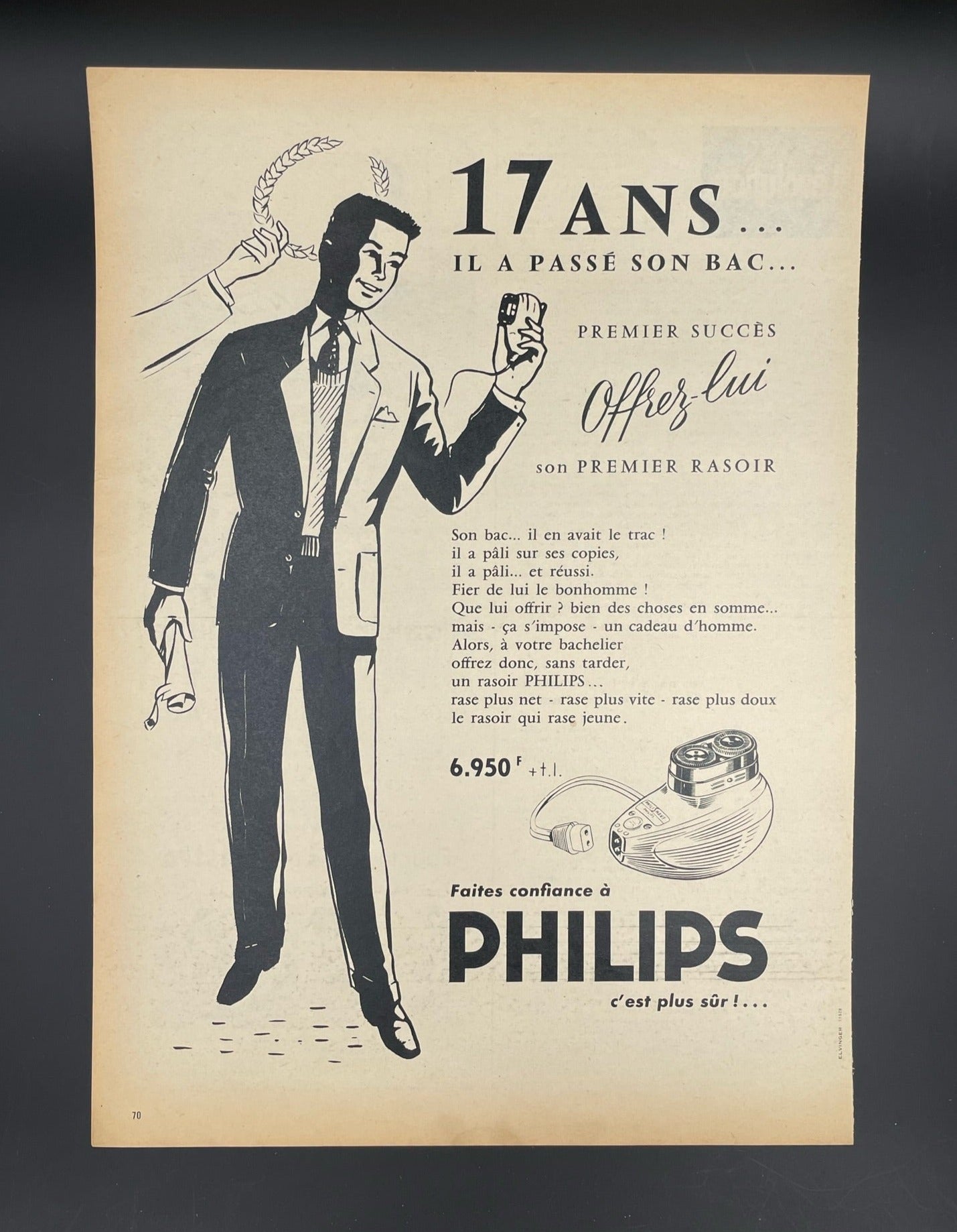 Publicité - Beauté homme Phlips - Rasoir - 1956