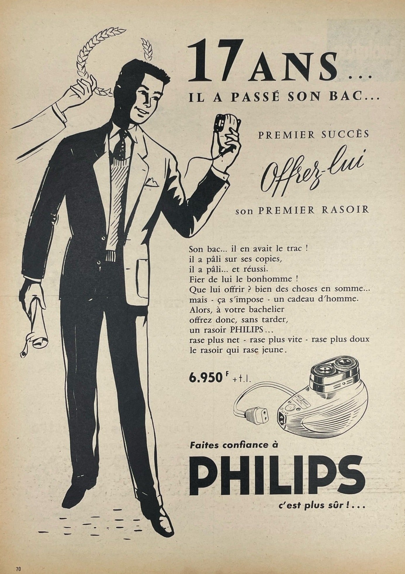 Publicité - Beauté homme Phlips - Rasoir - 1956