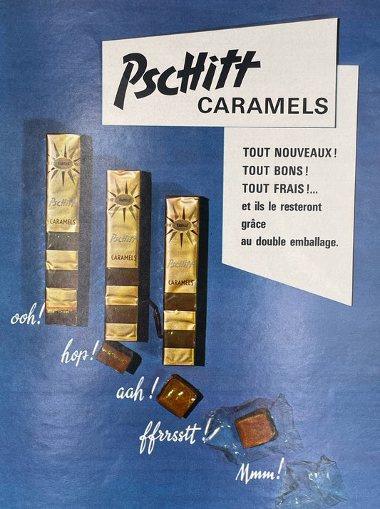 Publicité - Epicerie - Pschitt caramels - 1962