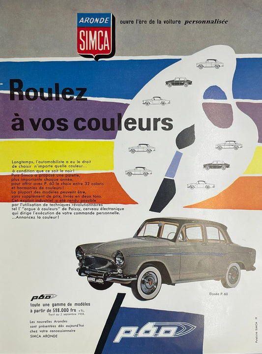Publicité - Automobile - Simca - 1958