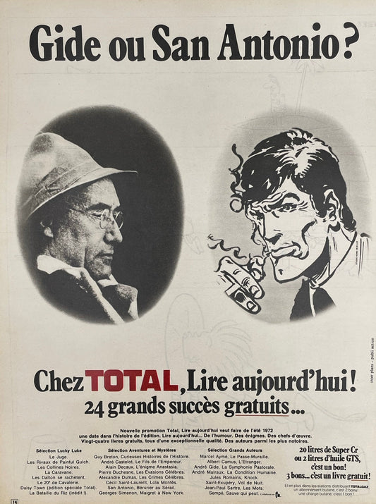 Publicité - Station Service - Total - Lire -2 - 1972