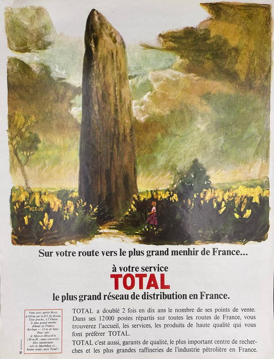 Publicité - Station Service - Total - Menhir - 1966