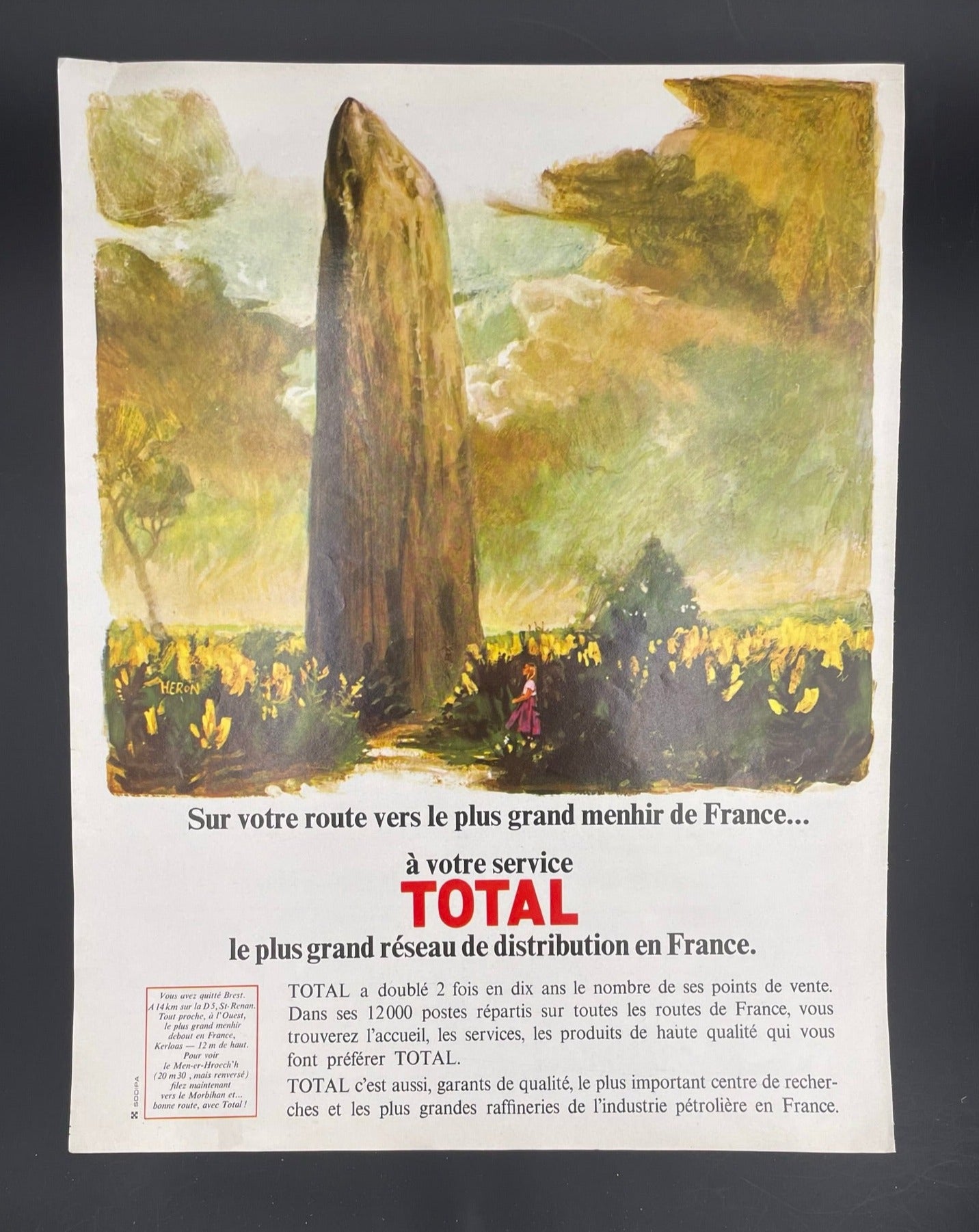 Publicité - Station Service - Total - Menhir - 1966