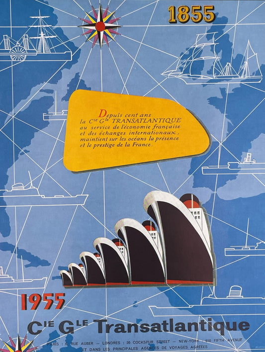 Publicité - Voyage - Transatlantique - 100 ans -  1955