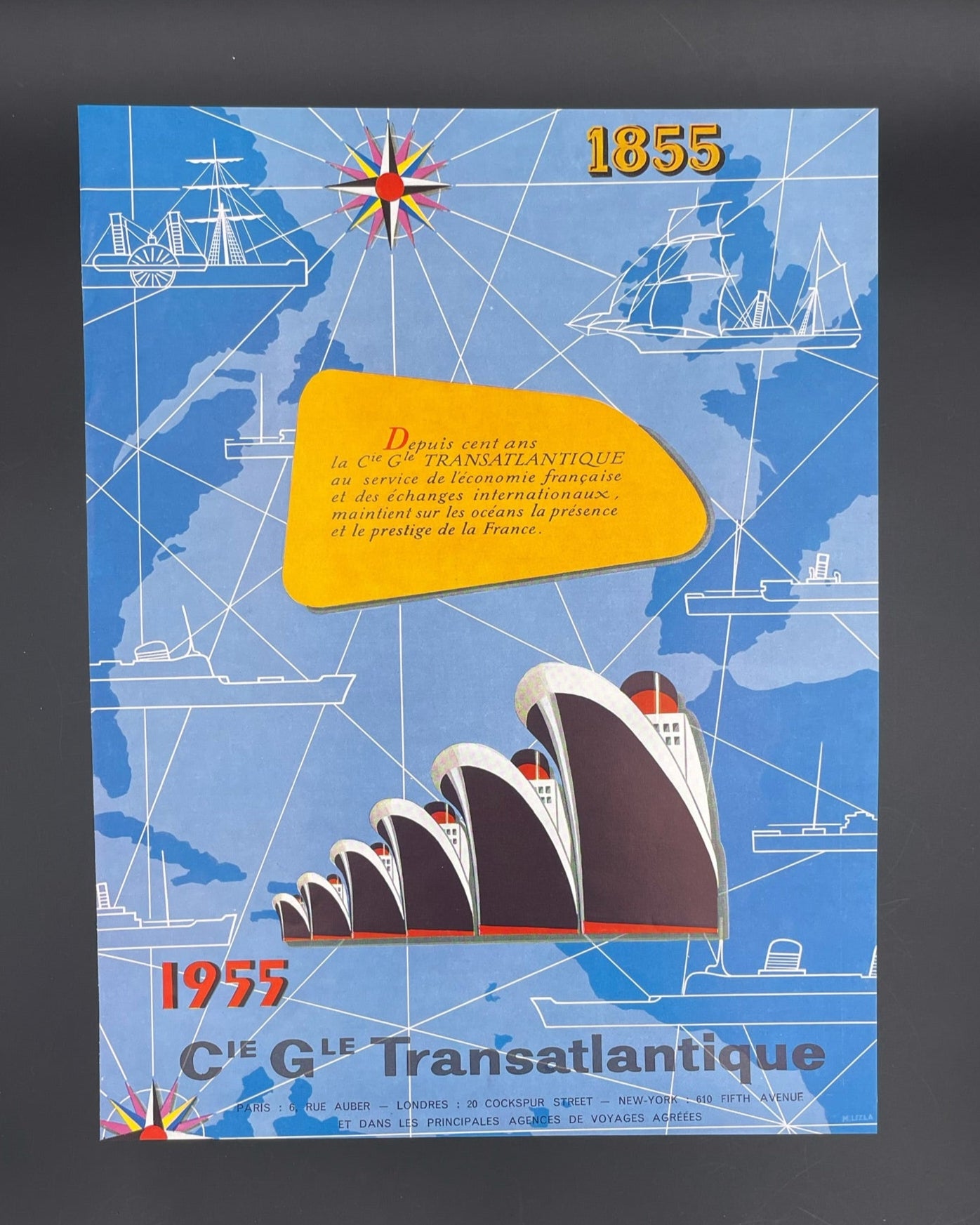 Publicité - Voyage - Transatlantique - 100 ans -  1955