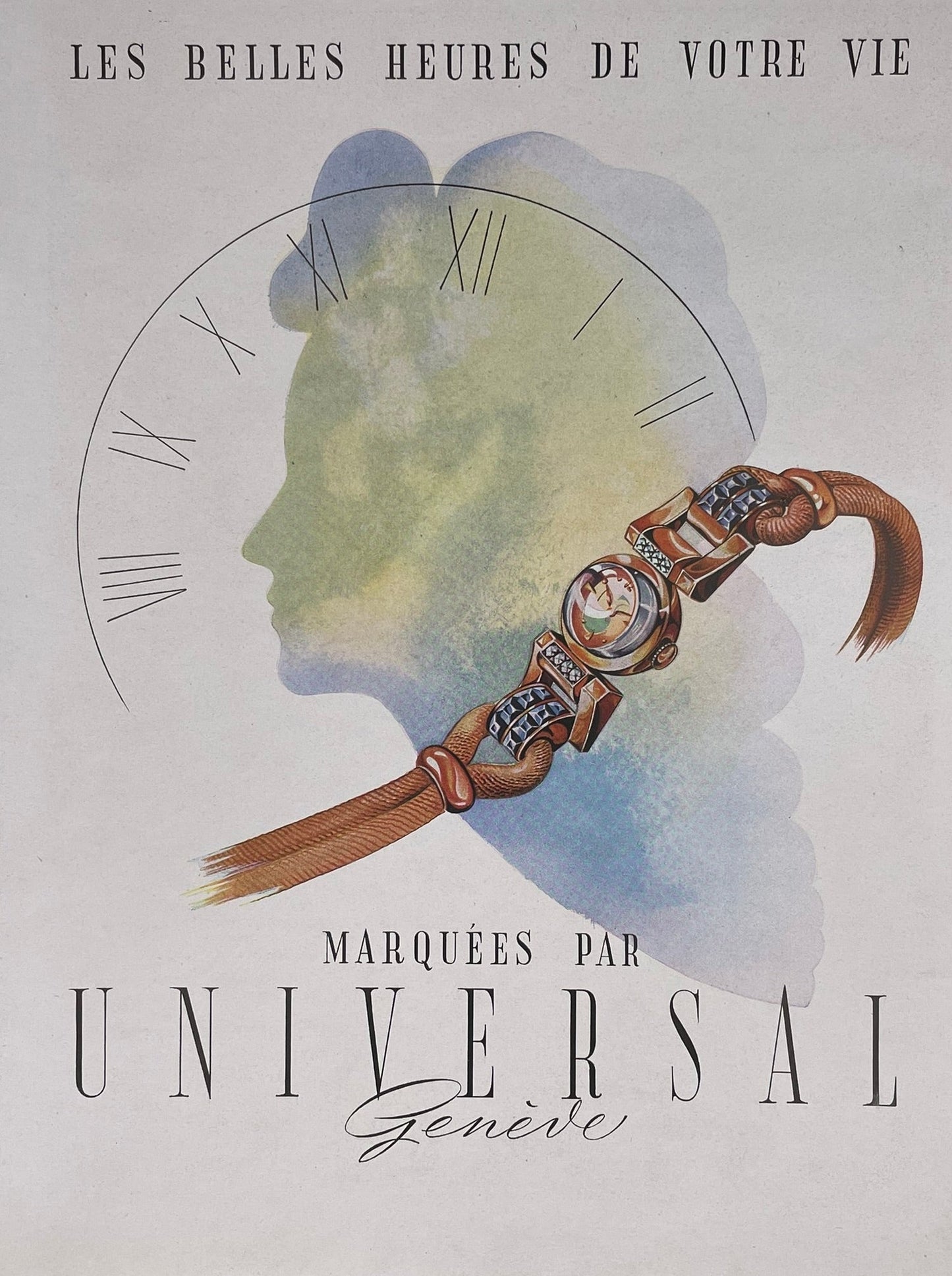 Publicité - Montre - Universal Genève - visage - 1947
