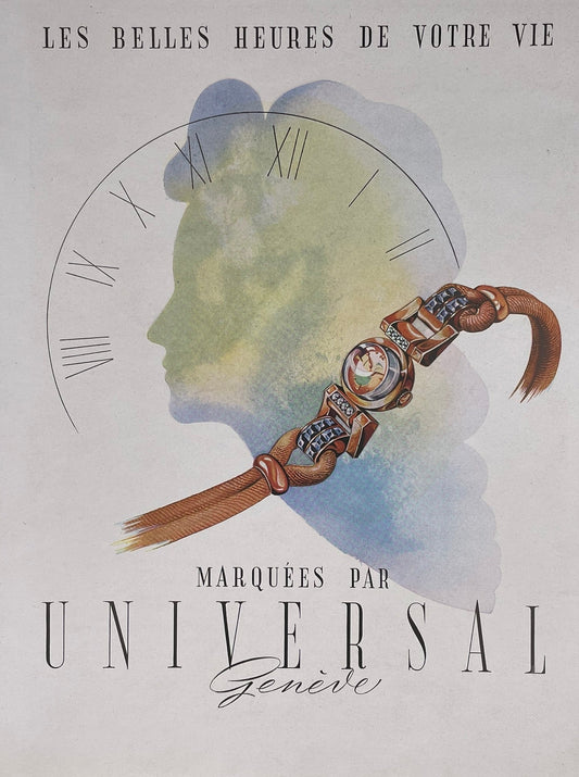 Publicité - Montre - Universal Genève - visage - 1947