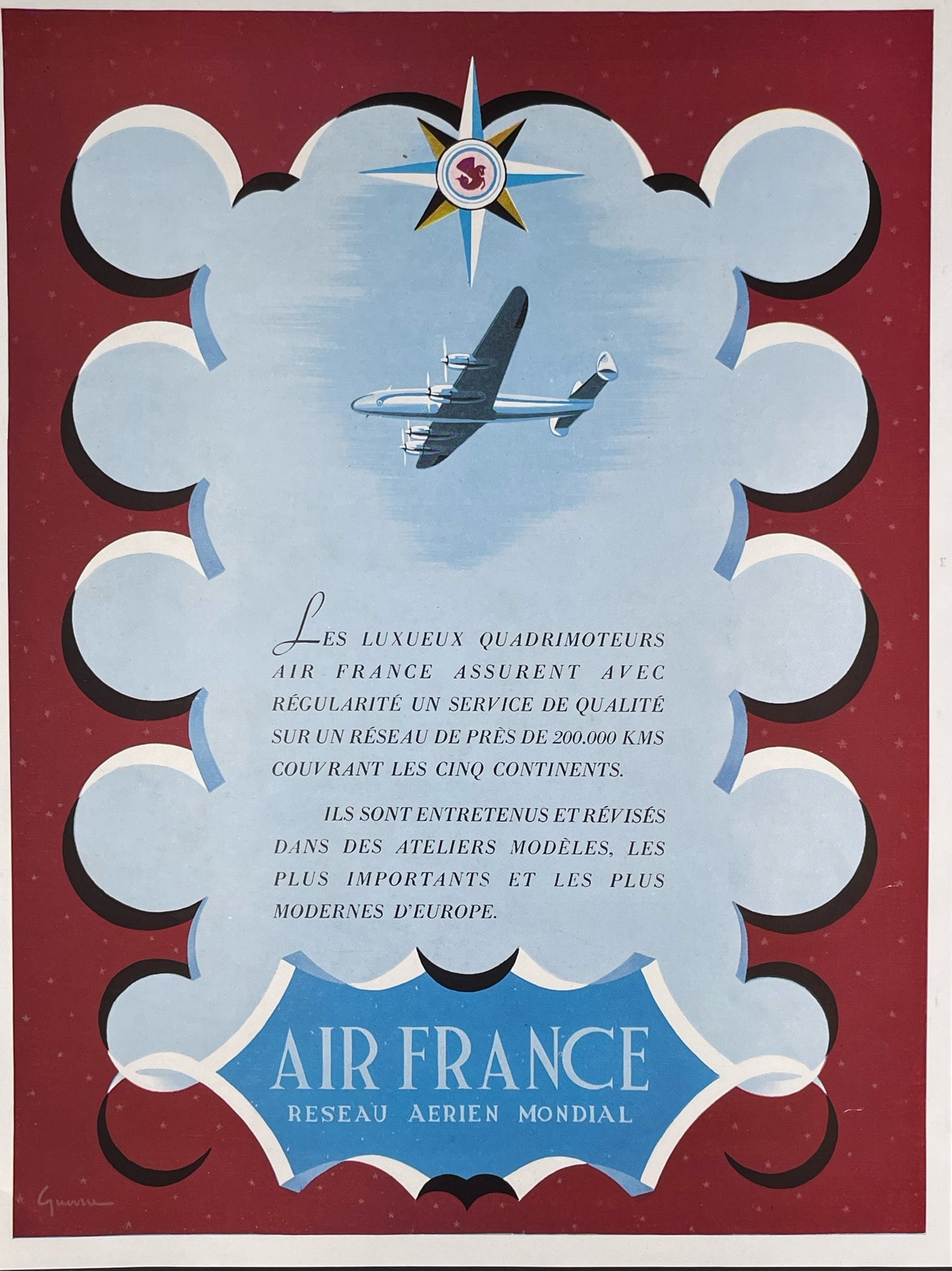 Publicité - Voyage - Air France - couleurs - 1950