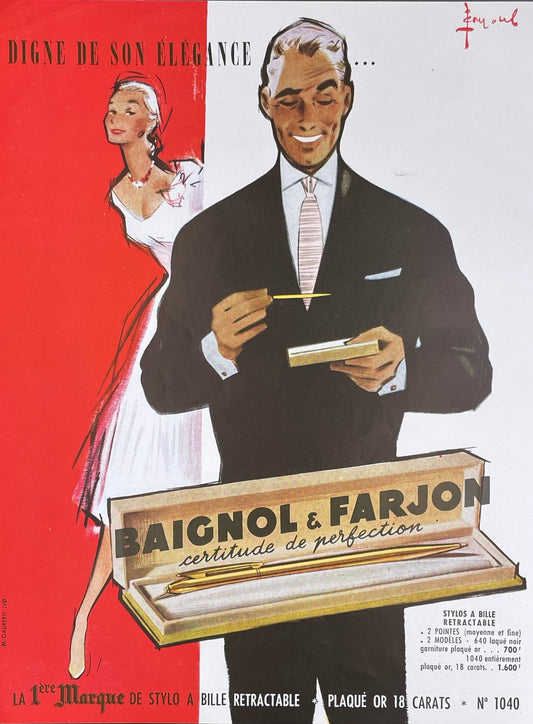Publicité - Ecriture -Baignol & Farjon - Pierre Couronne - 1956