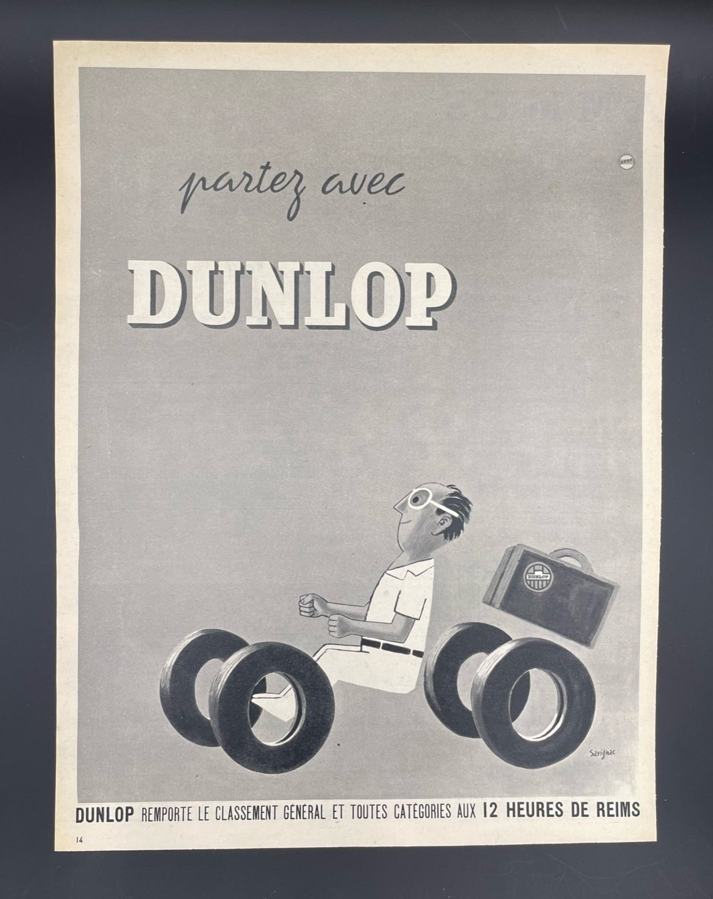 Publicite - Automobile - Accessoires - Dunlop - Savignac - 1954
