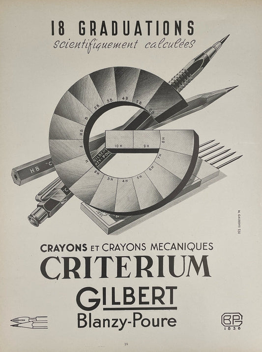 Publicité - Ecriture - Criterium Gilbert - 1951