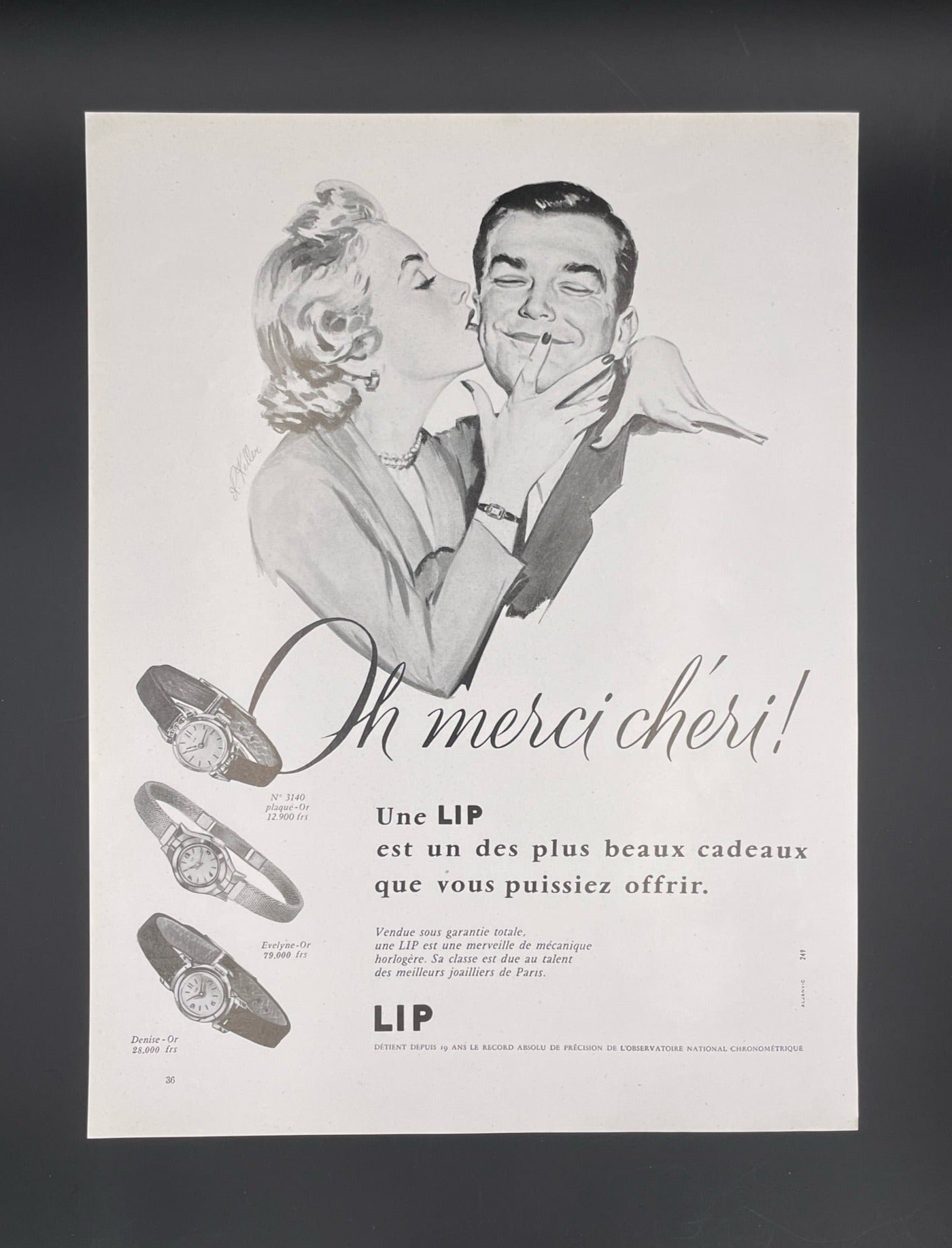 Publicité - Horlogerie - Lip - Keller - 1956
