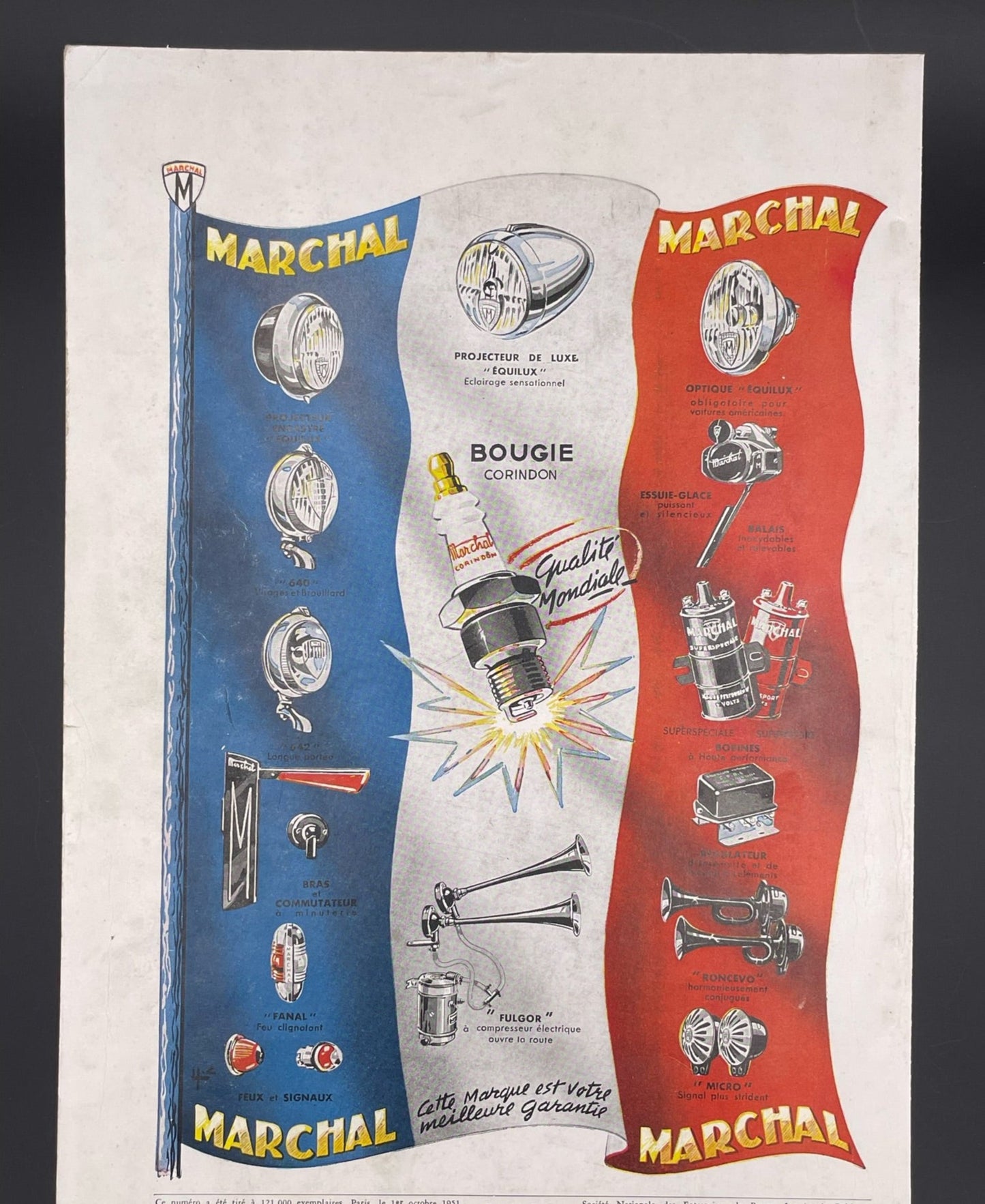 Publicité - Automobile - Accessoires - Marchal -  drapeau - 1951
