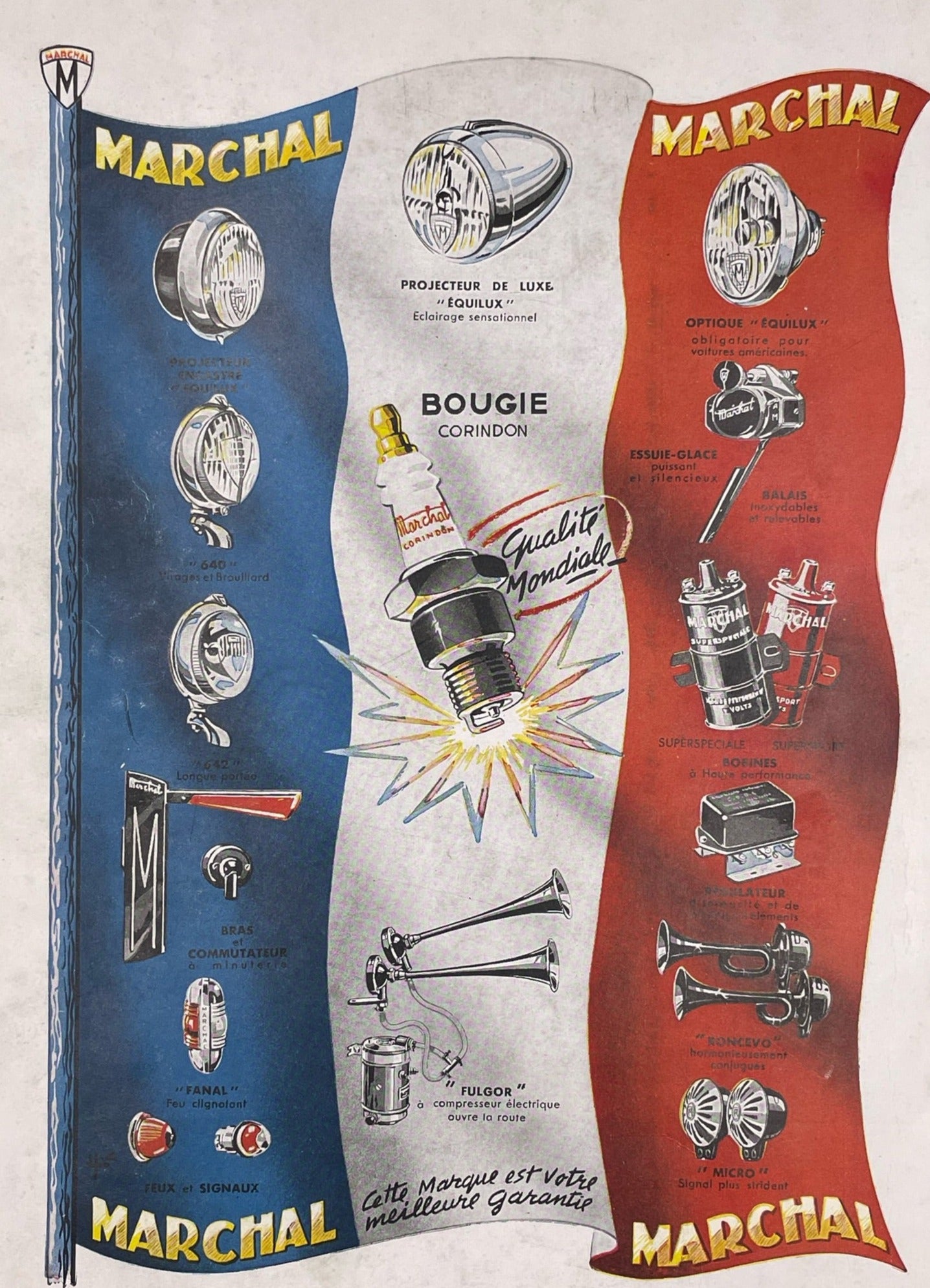 Publicité - Automobile - Accessoires - Marchal -  drapeau - 1951