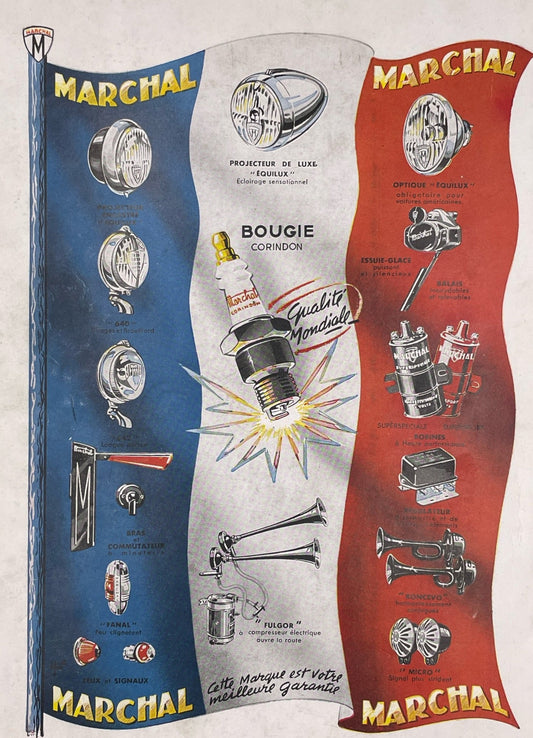 Publicité - Automobile - Accessoires - Marchal -  drapeau - 1951