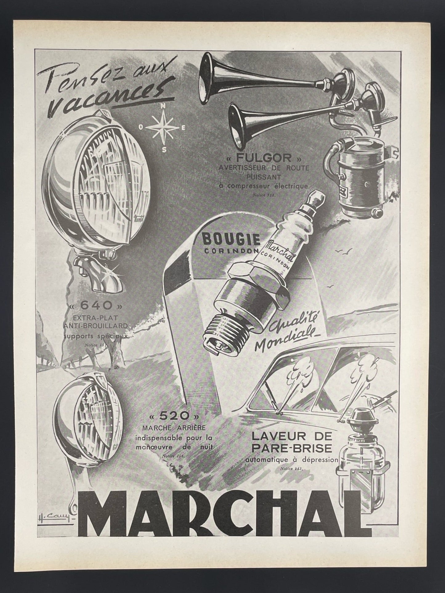 Publicité - Automobile - Accessoires - Marchal - N&B - 1951