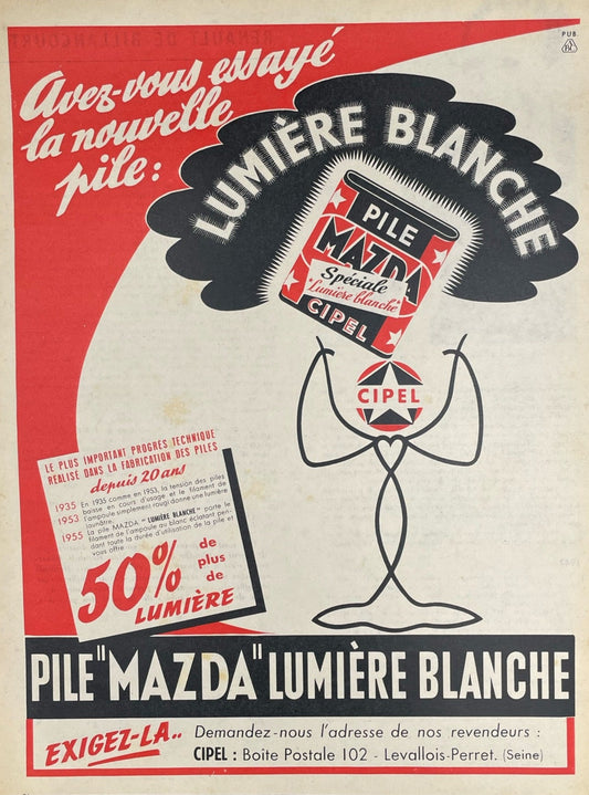 Publicité - Arts ménagers - Mazda - piles - 1956
