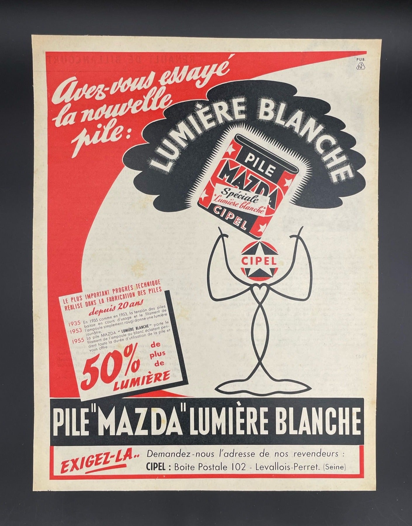 Publicité - Arts ménagers - Mazda - piles - 1956