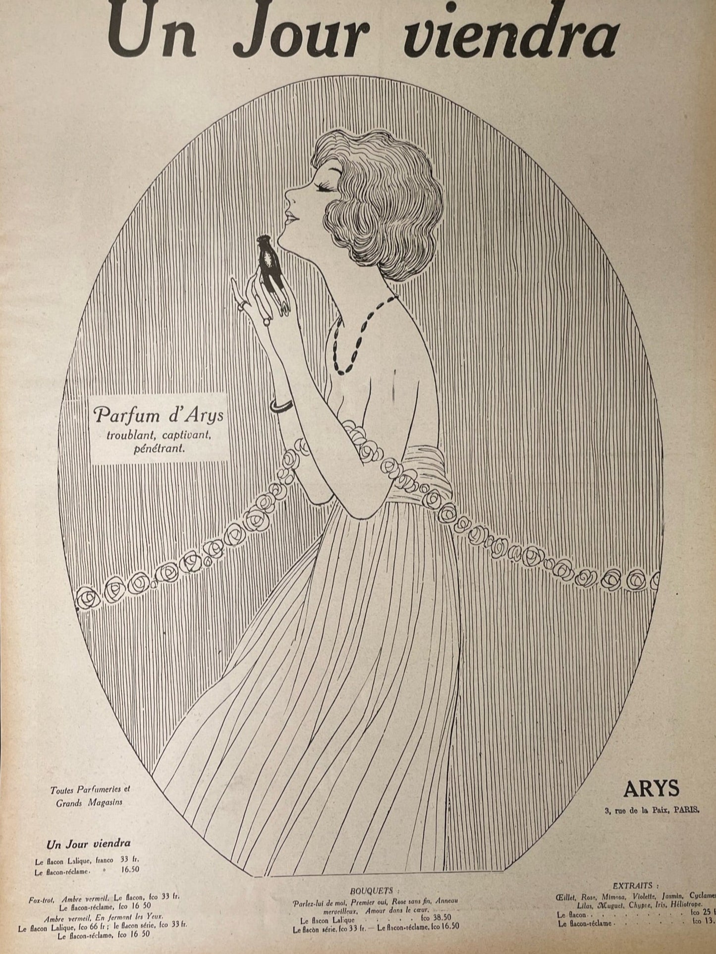 Publicité - Parfum - Arys - Un jour viendra - 1919