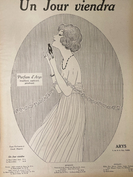 Publicité - Parfum - Arys - Un jour viendra - 1919