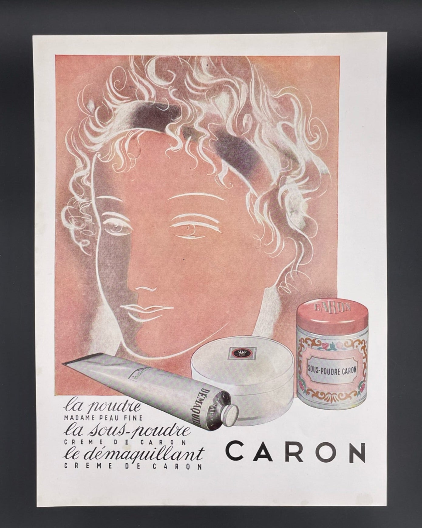 Publicité - Parfum - Caron -Poudre - rose - 1953