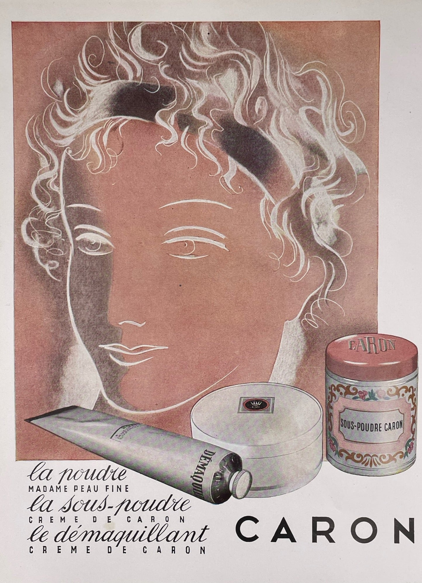 Publicité - Parfum - Caron -Poudre - rose - 1953
