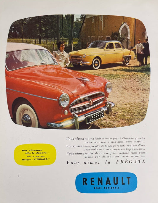 Publicité - Automobile - Renault - Frégate rouge  jaune - 1955